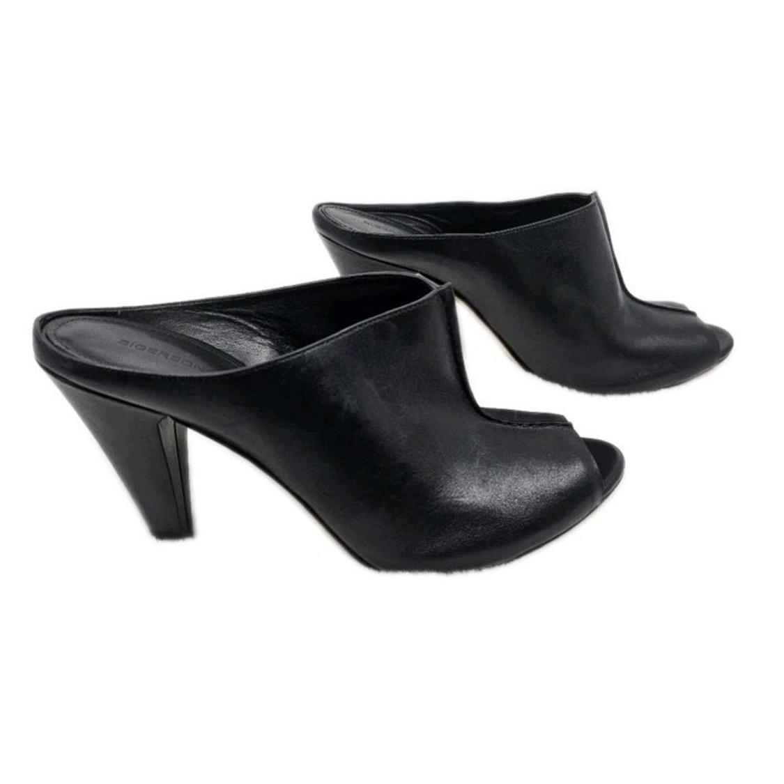 Sigerson Morrison Verity Black Leather Slip-On Heel Mules 5.5/Uk 3/It 36